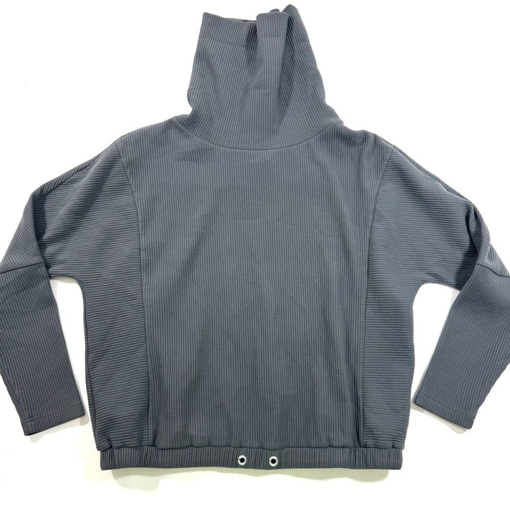 Varley Charles Ribbed Cowl Neck Sweatshirt Iron Gate Grey